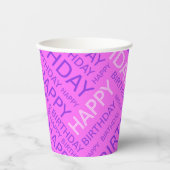 誕生日ピンクタイポグラフィの名前の追加 紙コップ (正面)