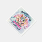 誕生日ピンクドラゴンパーティー スタンダードカクテルナプキン (角)