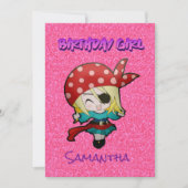 誕生日ピンクパステル海賊ガールカード ノートカード (正面)