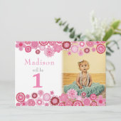 誕生日ピンクパーティの招待状フォトカード 招待状 (スタンド正面)