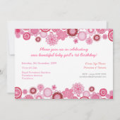 誕生日ピンクパーティの招待状フォトカード 招待状 (裏面)