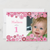 誕生日ピンクパーティの招待状フォトカード 招待状 (正面)