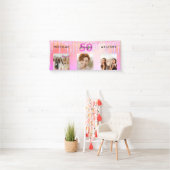 誕生日ピンクパープルグリッタードリップウェルカム 横断幕 (インサイチュ)