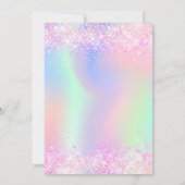 誕生日ピンクパープルグリッターフローラホログラフィック 招待状 (裏面)
