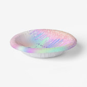 誕生日ピンクパープルグリッターホログラフィック名 ペーパーボウル (傾斜あり)