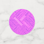 誕生日ピンクパープルタイポグラフィ追加の名前 コンフェッティ (スモール正面)