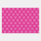 誕生日ピンクパープルネームガール ラッピングペーパーシート (正面)