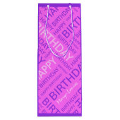 誕生日ピンクパープル名前をカスタムする ワインギフトバッグ (裏面)