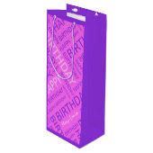 誕生日ピンクパープル名前をカスタムする ワインギフトバッグ (正面アングル)