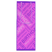 誕生日ピンクパープル名前をカスタムする ワインギフトバッグ (正面)