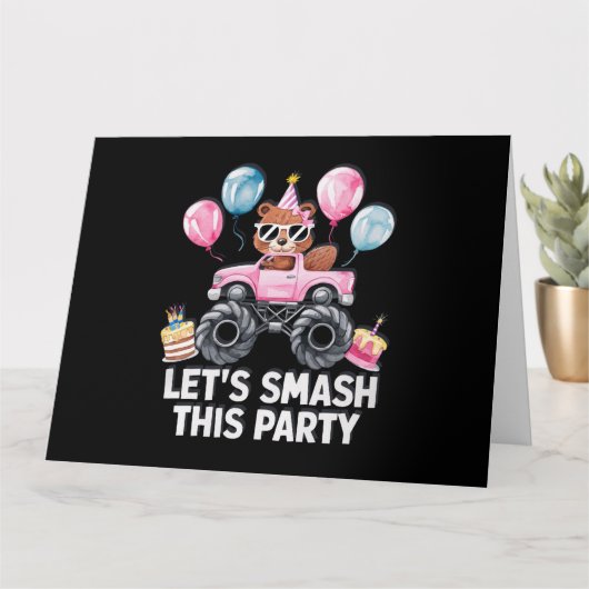 誕生日ピンクビーバー用グリーティングカード カード (小さな植物)