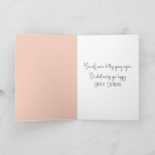 誕生日ピンクフラミンゴアイススケートで滑る カード (内部)