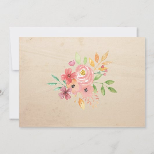 誕生日ピンクフラワーフォトヴィンテージ招待状 招待状 (裏面)