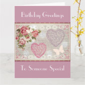 誕生日ピンクフローラ装飾美術 カード (黄色い花)