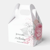 誕生日ピンクフローラ銀モダンエレガント フェイバーボックス (裏面サイド)