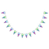 誕生日ピンクブルーアイスクリームコーンパーティー バンティングフラッグ (全)