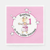 誕生日ピンクプリンセス漫画パーソナライズされた スタンダードランチョンナプキン (正面)