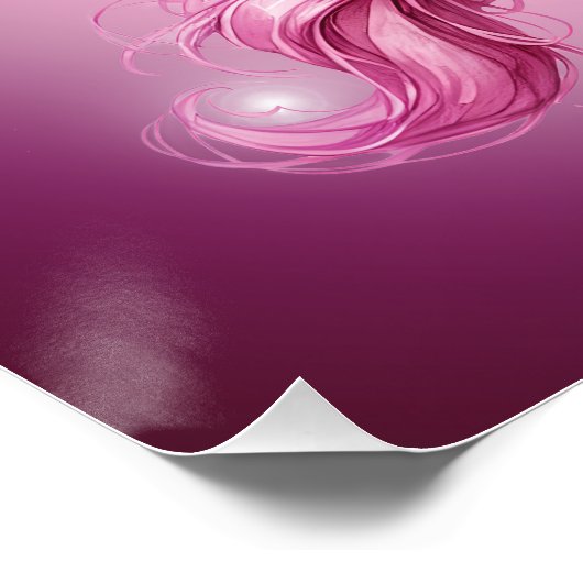 誕生日ピンクペガサスファンタジーデザイン光沢 ポスター (コーナー)