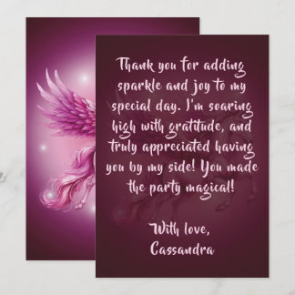 誕生日ピンクペガサスファンタジーデザイン サンキューカード