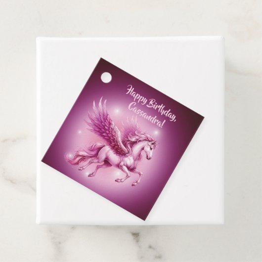 誕生日ピンクペガサスファンタジーデザイン フェイバータグ (インサイチュ)