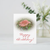 誕生日ピンクマッシュルームポストカード ポストカード (スタンド正面)