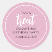 誕生日ピンクミニマリストかわいい水玉模様トリート ラウンドシール (正面)