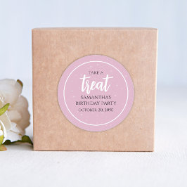 誕生日ピンクミニマリストかわいい水玉模様トリート ラウンドシール