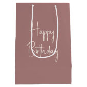 誕生日ピンクローズインシャンパンフルート ミディアムペーパーバッグ (裏面)