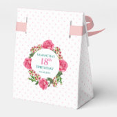 誕生日ピンクローズレッドホワイトペチュニア水玉模様 フェイバーボックス (裏面サイド)