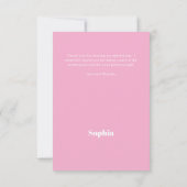 誕生日ピンク写真の女の子 サンキューカード (裏面)