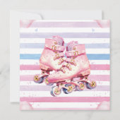誕生日ピンク水色ローラーブレード サンキューカード (裏面)