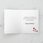 誕生日ピンク紫の花祖母または誰でも カード (内部)