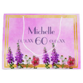 誕生日ピンク紫の野花の名前 ラージペーパーバッグ (正面)