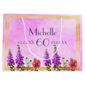 誕生日ピンク紫の野花の名前 ラージペーパーバッグ (裏面)