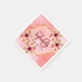 誕生日ピンク花模様金ゴールド幾何学名 スタンダードカクテルナプキン (角)