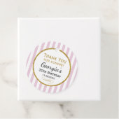 誕生日ピンク金ゴールドストライプサンキューメッセージカード フェイバータグ (インサイチュ)