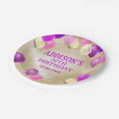 誕生日ピンク金ゴールドバルーン ペーパープレート (アングル)