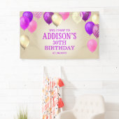 誕生日ピンク金ゴールドバルーン 横断幕 (インサイチュ)