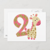 誕生日ピンク・キリン ポストカード (正面/裏面)