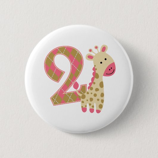 誕生日ピンク・キリン 缶バッジ (正面)