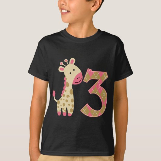 誕生日ピンク・キリン Tシャツ (正面)