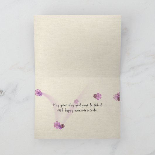 誕生日ファッションドの古い花柄 カード (内部)