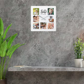 誕生日ファミカスタムリの写真コラージュのマイルストーン スクエア壁時計