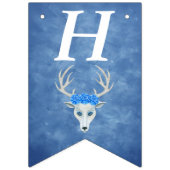 誕生日ファンタジーホワイトディアヘッドバラミスティブルー バンティングフラッグ (第1の旗)