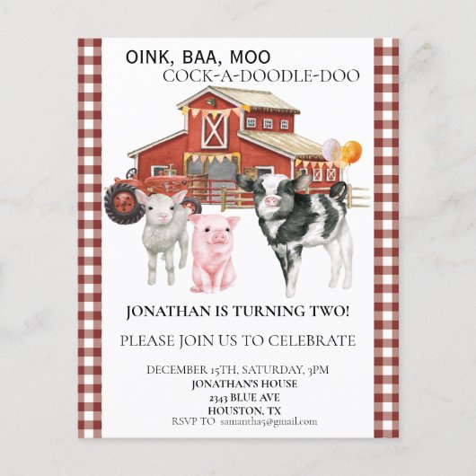 誕生日ファームウォーターカラーカウピッグバーン (正面)