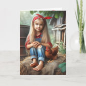 誕生日ファームガールとチキン カード (正面)