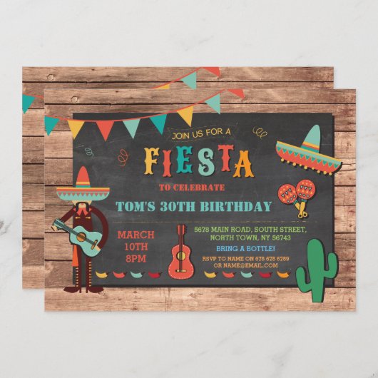 誕生日フィエスタメキシコハットパーティー招待状 招待状 (正面/裏面)