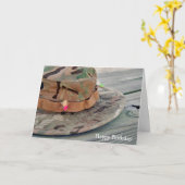 誕生日フィッシャーマンハットとルアー カード (黄色い花)