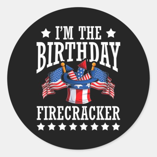誕生日フィレクラッカー7月4日の独立 ラウンドシール (正面)