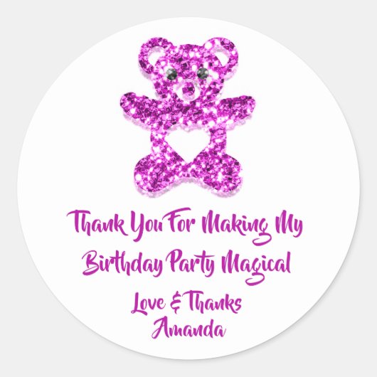 誕生日フイーピンキーハートベビースウィートベア ラウンドシール (正面)